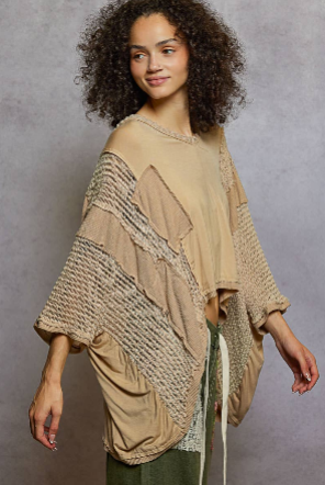 Oversize V-neck 3/4 Sleeve Top FKT887