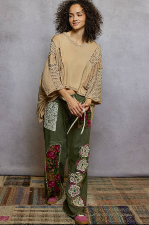 Oversize V-neck 3/4 Sleeve Top FKT887