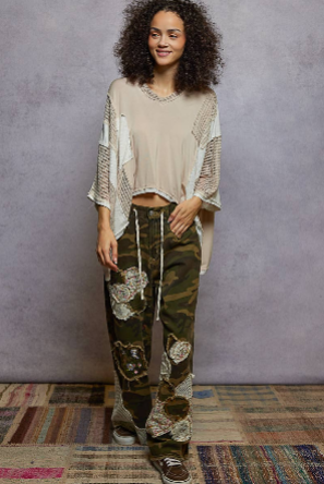 Oversize V-neck 3/4 Sleeve Top FKT887