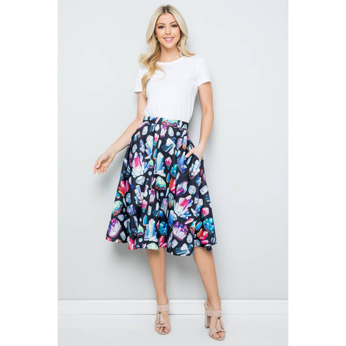 Crystals & Geodes Printed Skirt With Pocket