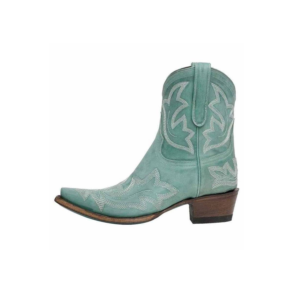 Women’s Cowboy Embroidered Low Heel Ankle Boots