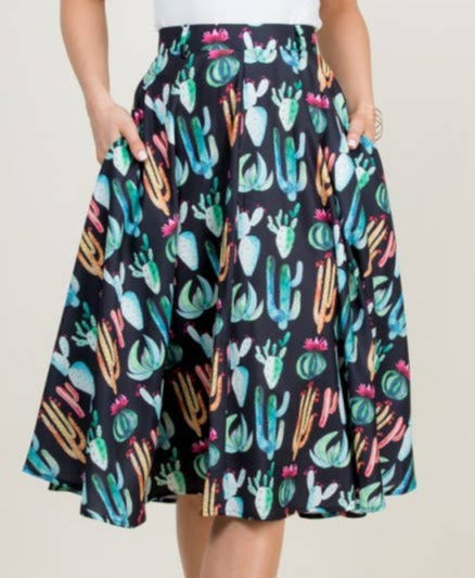 Cactus Print Skirt With Pocket!