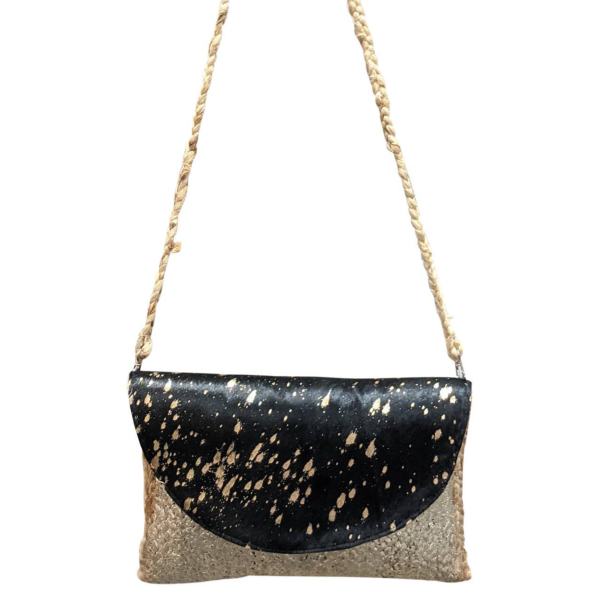 Nicole Gold Jute Crossbody Bag