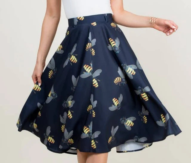 All Over Bee Print Skirt With Pocket