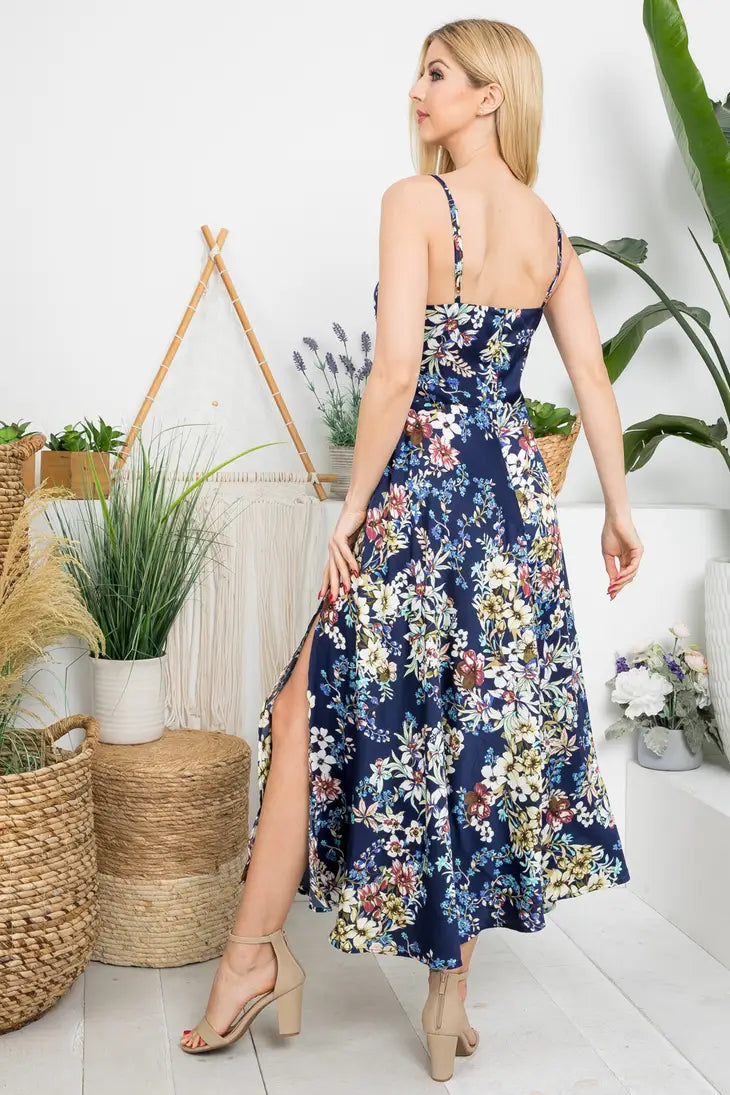 Navy Floral Dress 2392